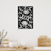 Jugendstil-Blume Silhouette Poster (Küche)