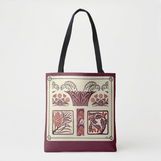 Jugendstil-Blume und Pinecones Tasche (Vorderseite)