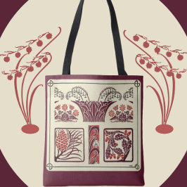 Jugendstil-Blume und Pinecones Tasche