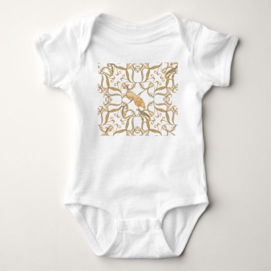 Jugendstil-Blume Vögel Baby Strampler (Vorderseite)
