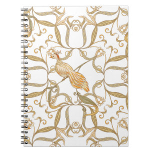 Jugendstil-Blume Vögel Notizblock
