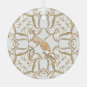 Jugendstil-Blume Vögel Ornament Aus Glas (Vorderseite)