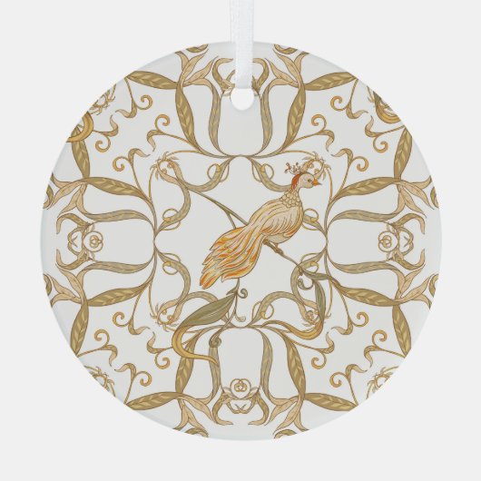 Jugendstil-Blume Vögel Ornament Aus Glas (Rückseite)