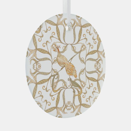 Jugendstil-Blume Vögel Ornament Aus Glas (Vorderseite Rechts)