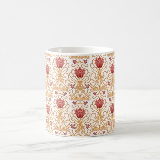 Jugendstil-Blume weiß Kaffeetasse (Mittel)