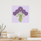 Jugendstil-Blume zeichne violetten Platz Poster (Küche)