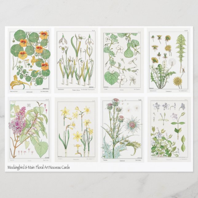 Jugendstil Blumen Collage Blatt Verneuil  (Vorderseite)