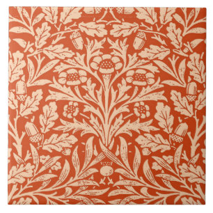 Jugendstil-Blumen-Damaskus, helles Mandarinorange Fliese