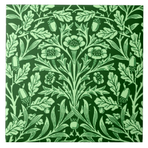 Jugendstil-Blumen-Damaskus, Smaragdgrün Fliese
