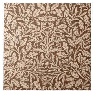 Jugendstil-Blumen-Damaskus, Taupe und Beige Cerami Fliese