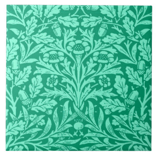 Jugendstil-Blumen-Damaskus, Türkis und Aqua Fliese