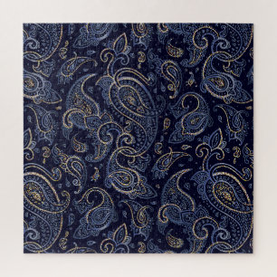 Jugendstil Blumen Denim Design Puzzle