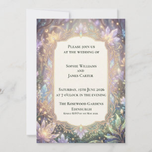 Jugendstil-Blumen-Fantasie-Hochzeitseinladung Einladung