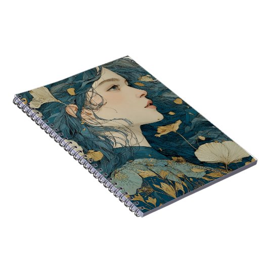 Jugendstil-Blumen-Frau-Spiralblock Notizblock (Rechte Seite)