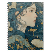 Jugendstil-Blumen-Frau-Spiralblock Notizblock (Vorderseite)