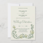 Jugendstil-Blumen-Hochzeit Einladung (Vorderseite)