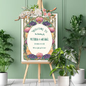 Jugendstil-Blumen-Hochzeits-Willkommensschild Poster