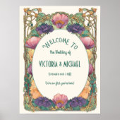 Jugendstil-Blumen-Hochzeits-Willkommensschild Poster (Vorne)