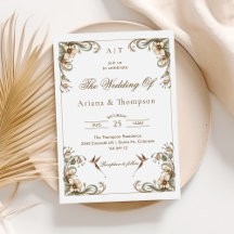 Jugendstil-Blumen-Hochzeitseinladung im Vintage-St