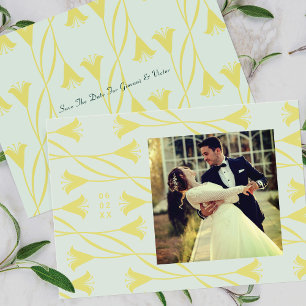 Jugendstil-Blumen-Lilie Save The Date Ankündigung