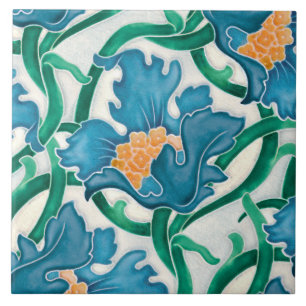Jugendstil-Blumen-Majolika-Muster Fliese