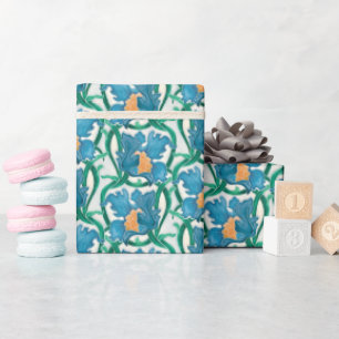 Jugendstil-Blumen-Majolika-Muster Geschenkpapier