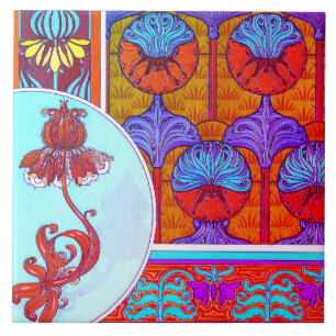 Jugendstil Blumen vintage Blüten viktorianisch Fliese