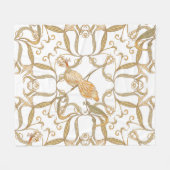 Jugendstil Blumen Vögel Fleecedecke (Vorderseite (Horizontal))