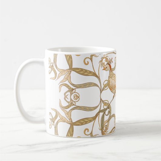 Jugendstil Blumen Vögel Kaffeetasse (Links)