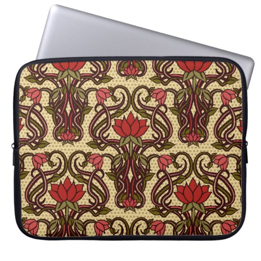 Jugendstil-Blumen-Wallpaper. Laptopschutzhülle (Vorderseite)