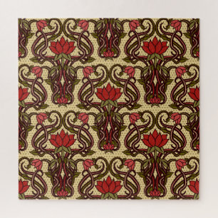 Jugendstil-Blumen-Wallpaper. Puzzle