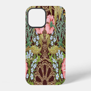 Jugendstil Blumendesign: Farbige Vintage-Muster iPhone 12 Hülle