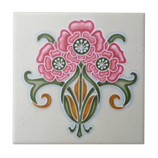 Jugendstil-Blumenfliese Fliese (Vorderseite)