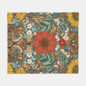 Jugendstil-Blumengarten – Sonnenblumen, Biene Fleecedecke (Vorderseite (Horizontal))