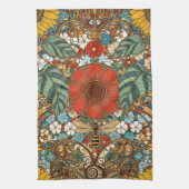 Jugendstil-Blumengarten – Sonnenblumen, Biene Geschirrtuch (Vertikal)