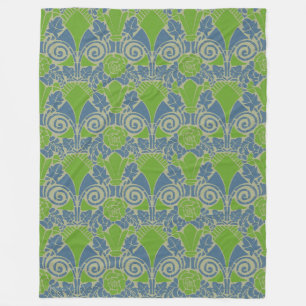 Jugendstil Blumengrün-blaues Rosenmuster Fleecedecke