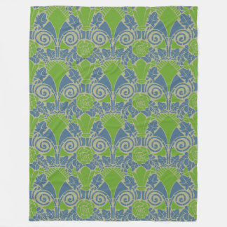 Jugendstil Blumengrün-blaues Rosenmuster Fleecedecke