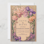 Jugendstil-Blumenhochzeit Save The Date (Vorderseite)