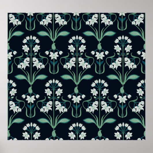 Jugendstil-Blumenmuster, abstrakt nahtlos. Poster (Vorne)
