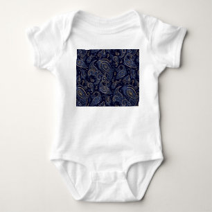Jugendstil Blumenmuster auf Jeansblau Baby Strampler