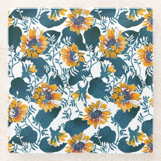 Jugendstil, Blumenmuster. Glasuntersetzer (Vorderseite)