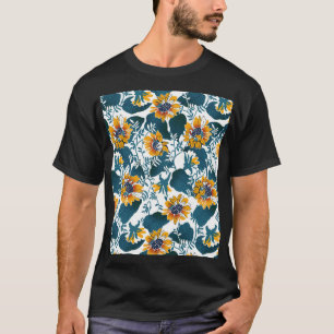 Jugendstil, Blumenmuster. T-Shirt