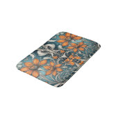 Jugendstil-Blumenmuster Türkis Orange Badematte (Schrägansicht)
