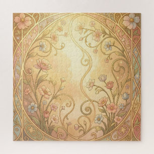 Jugendstil-Blumenrahmen Vintage-Ornamentrahmen Puzzle