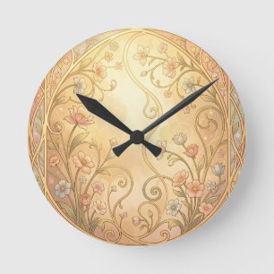Jugendstil-Blumenrahmen Vintage-Ornamentrahmen Runde Wanduhr