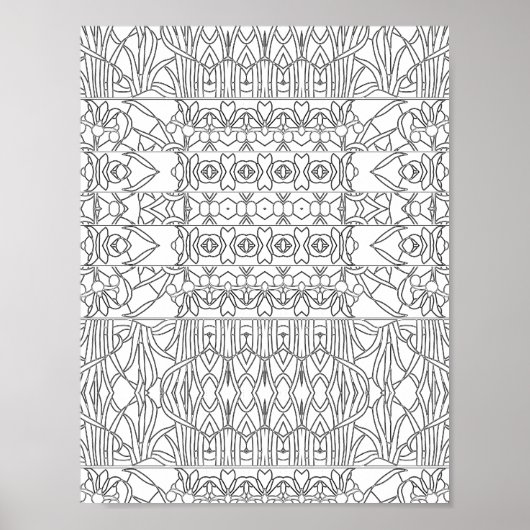 Jugendstil Blumenrand-Muster Malvorlage Poster (Vorne)