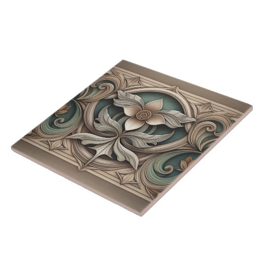 Jugendstil-Blumenschmuck Fliese (Seite)