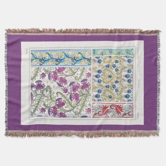 Jugendstil-Blumenstrauß-Blume Textilkunst Decke (Vorderseite)