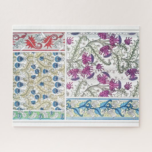 Jugendstil-Blumenstrauß-Blume Textilkunst Puzzle (Horizontal)