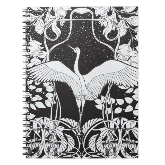 Jugendstil: Blumenvogel-Illustration Notizblock (Vorderseite)